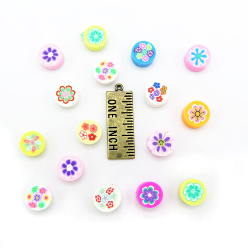 retro floral polymer clay beads