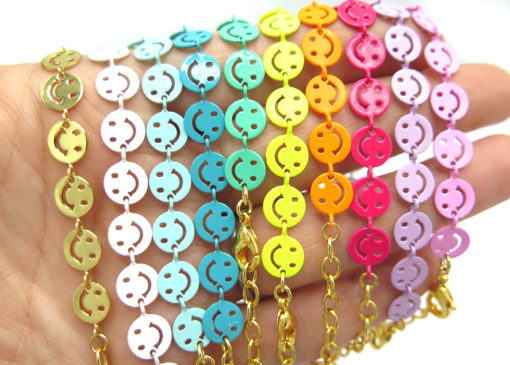 all colors smiley face enamel bracelets