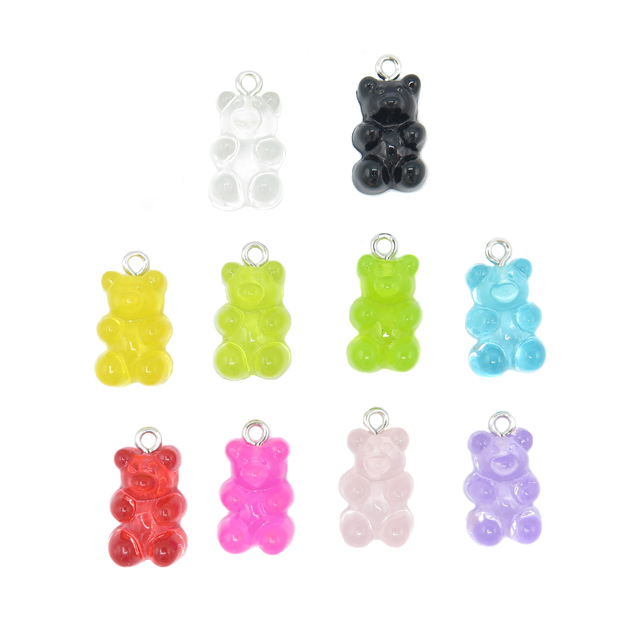 Colorful Gummy Charms Bear Pendant Glitter Resin Bear Charms Gummy