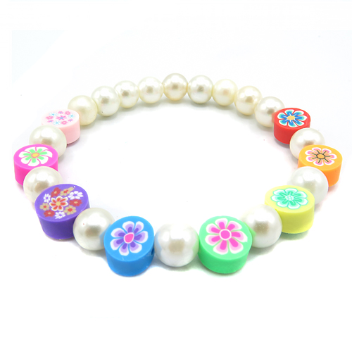 Touchmi Pearls Bead Bracelet for Girls . Clear Acrylic Colorful Beads  Stretchable Friendship Bracelets Gift For Women.