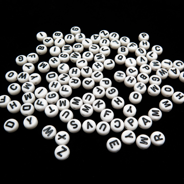 Alphabet Beads, Cube Opaque, 7mm, 25-pc, Black, Letter M