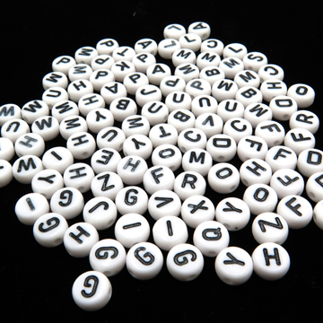 White Plastic Alphabet Beads With Colorful Letters
