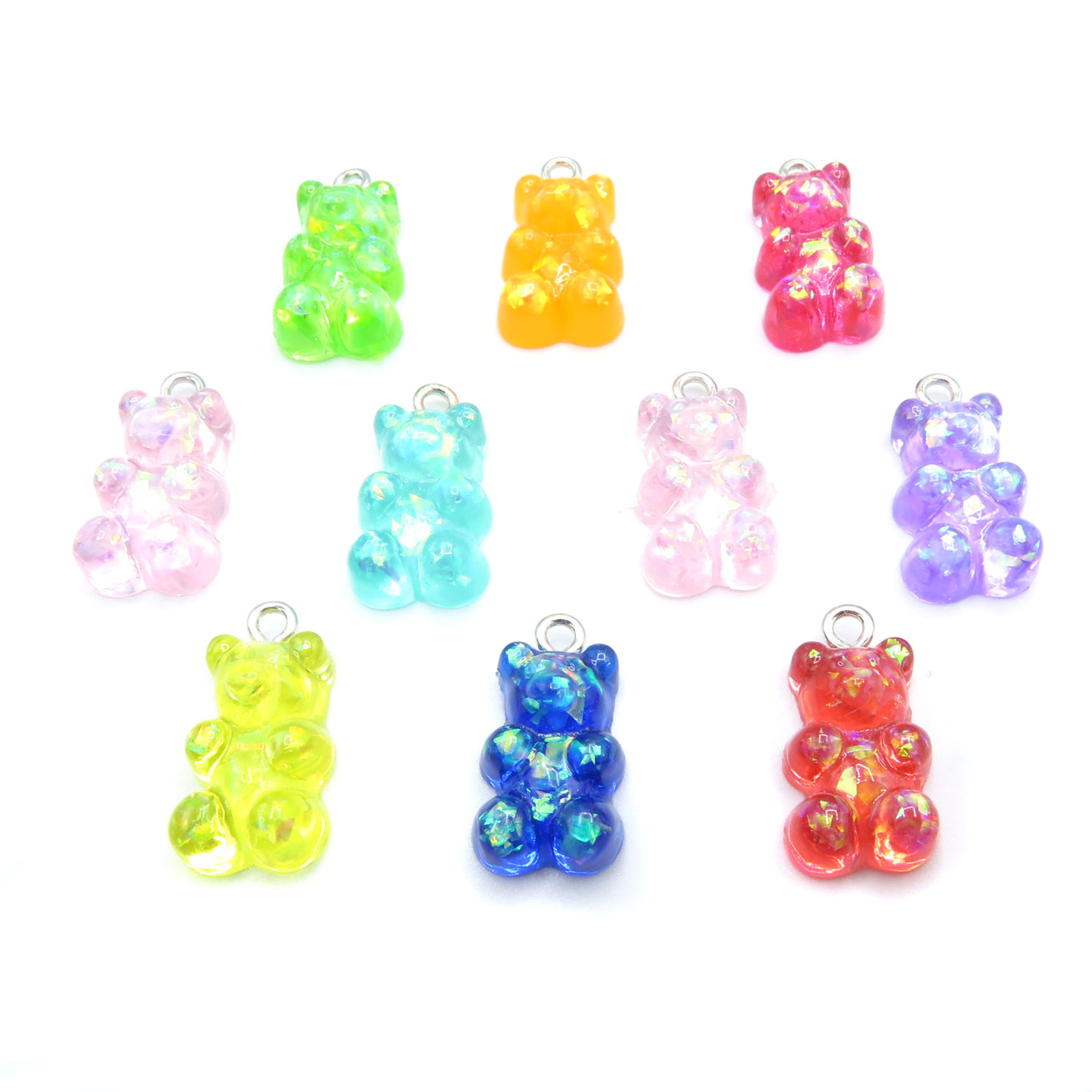25 Pcs Assorted Plastic Realistic Gummy Bear Charms 17x10mm 