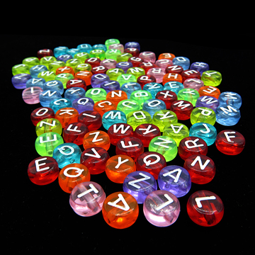 White Cube Letter Beads Acrylic Alphabet Beads with Colorful Letters