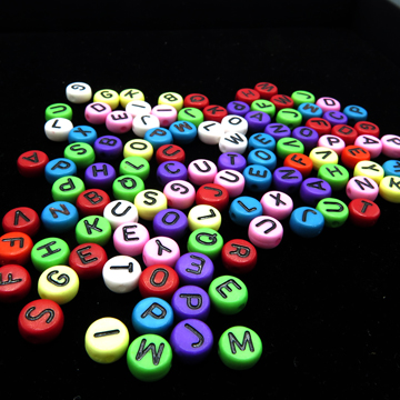 White Plastic Alphabet Beads With Colorful Letters