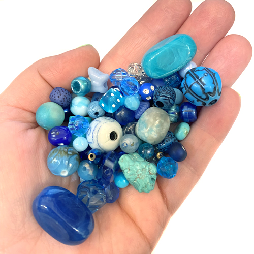 Frosted Blue Swirl Glass Beads- Vintage NOS (6)