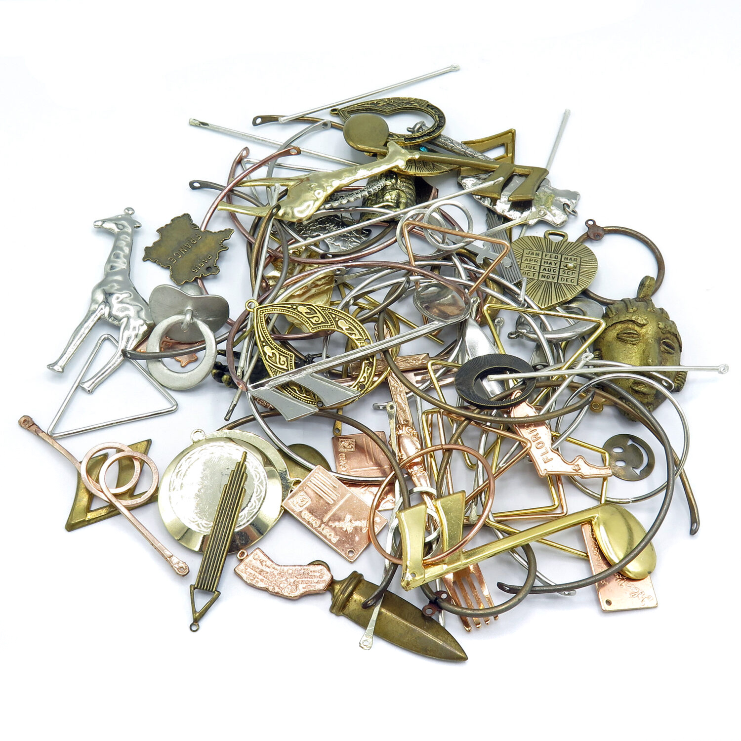 60Pcs 12 Style 304 & 201 Stainless Steel Charms for Jewelry Making