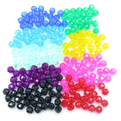 Clear Iridescent Faceted Plastic Beads