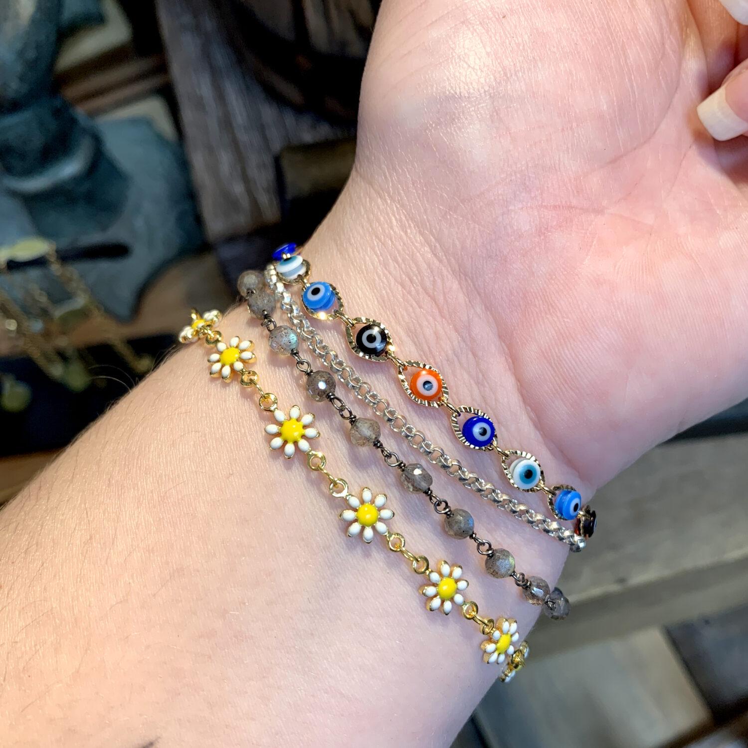 Enamel Colored Little Daisy Flower Bracelet