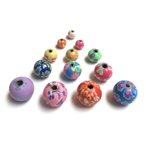 round Fimo Polymer Clay beads, multi color, approx 8mm dia (GB10455) 