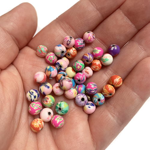 20Pcs/Lot Mixed Flower Shape Clay Beads 10mm Polymer Clay Spacer Beads For  Handmade Jewelry Making