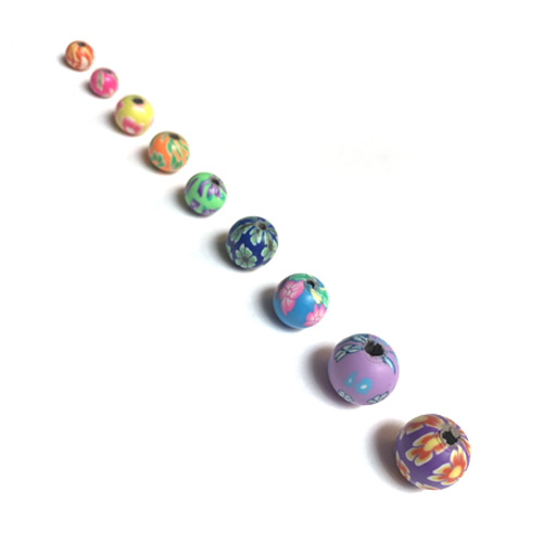 100 Pcs Flower Handmade Polymer Clay Beads, 10mm